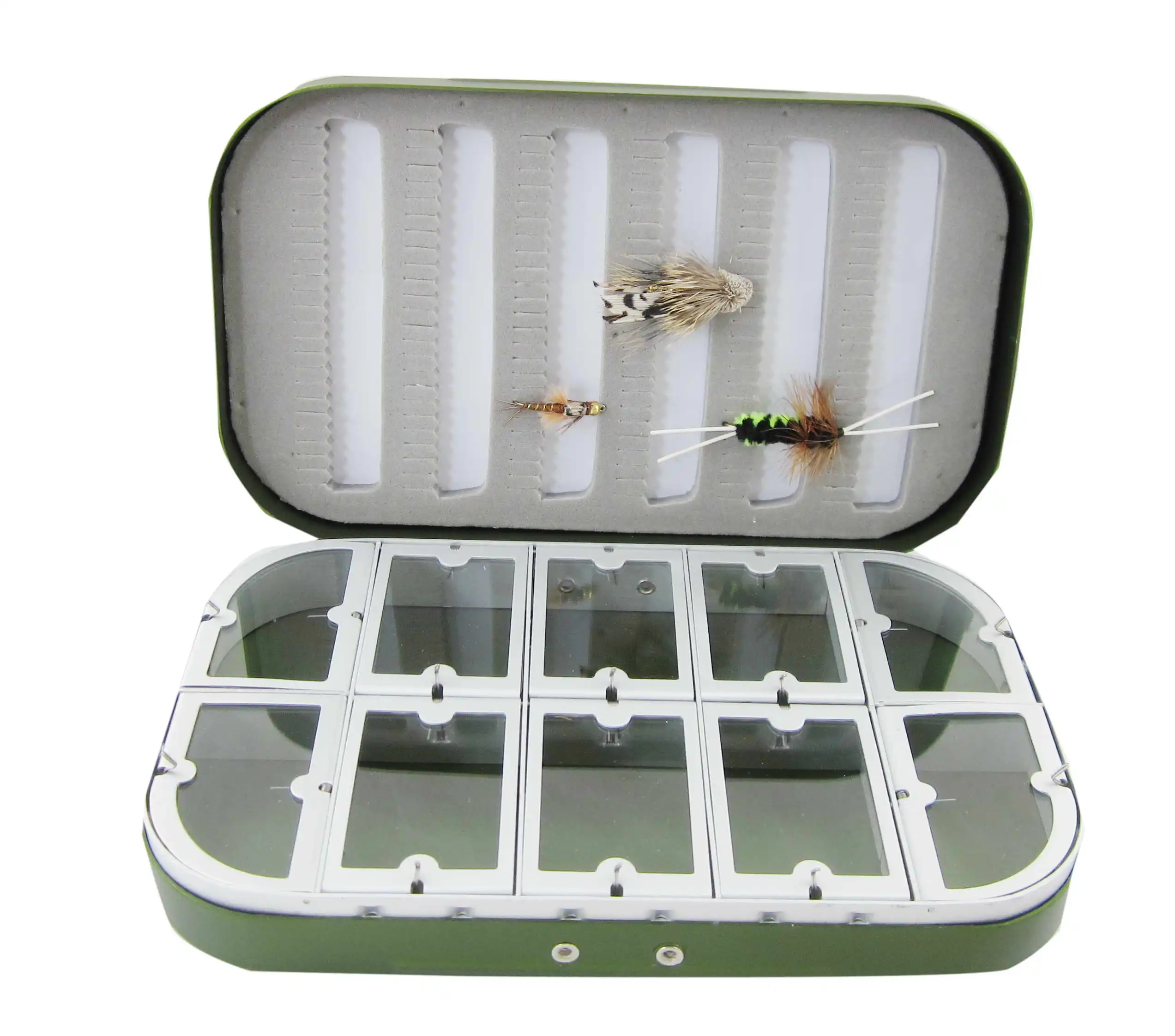 The Classic Aluminum Fly Box with Compartments, C&F Foam for Hold Trout Dry  Nymph Fly B06