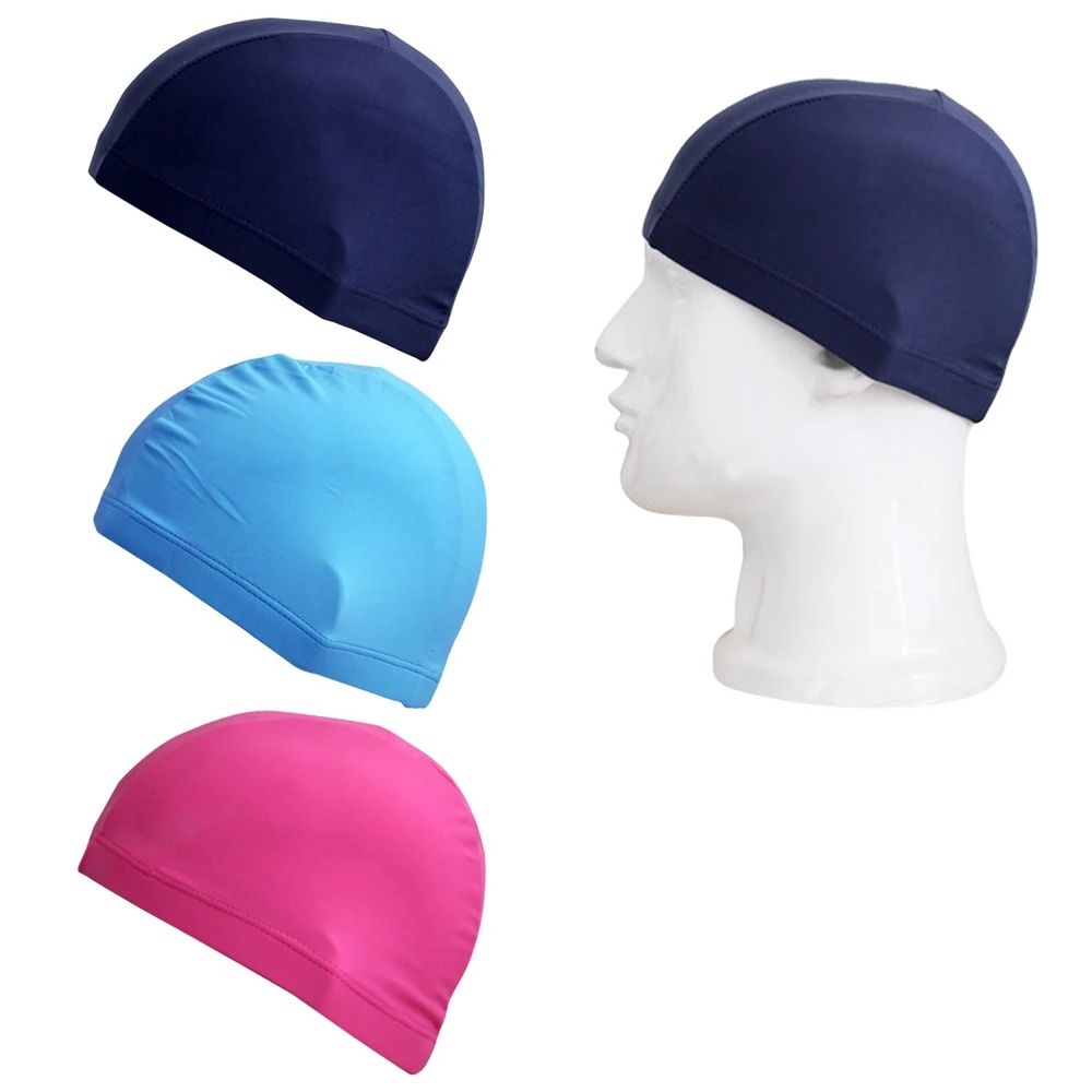 1PC Unisex Women Men PU Waterproof Swimming Cap Ear Protection Coating Hat Hot 