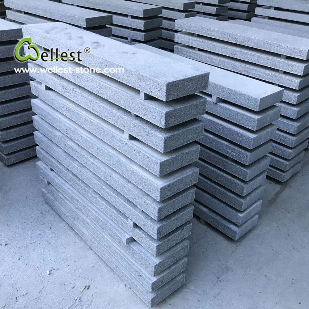 G654 темно-серый гранит огненная стена камни с прямым