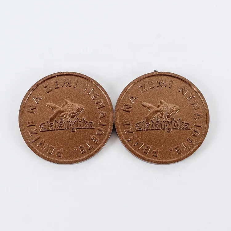 Custom Cheap Grey and Brown Imitate Antique Plastic Money Coin/token