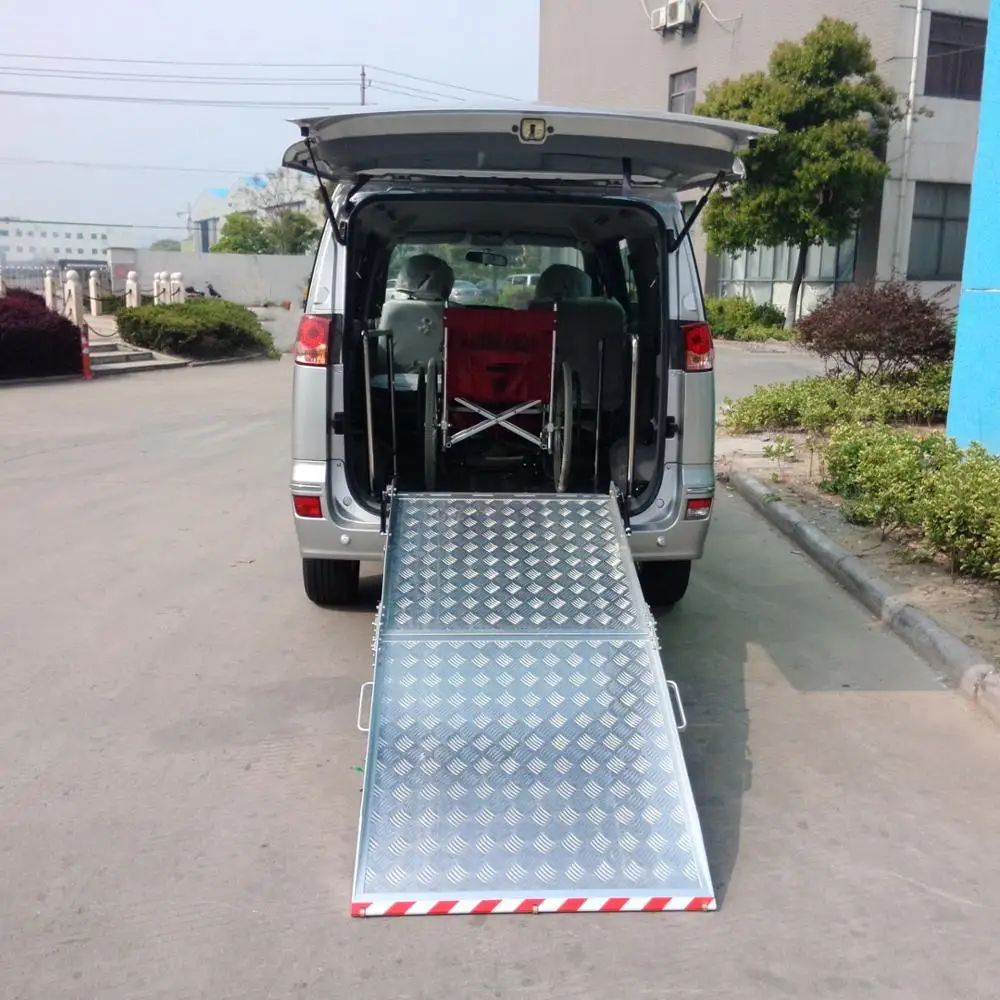 Van Car Manual Wheelchair Folding Ramp Aluminum Handicap Accessible Loading Lift Ramp for Disabled People Loading 350Kg