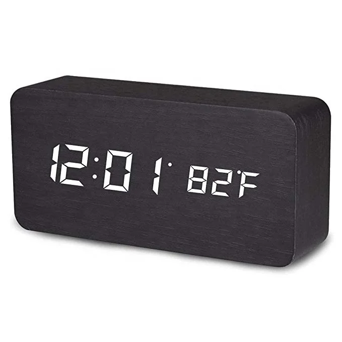 Smart LED Digitale Houten Klok, LED Houten Digitale Temperatuur