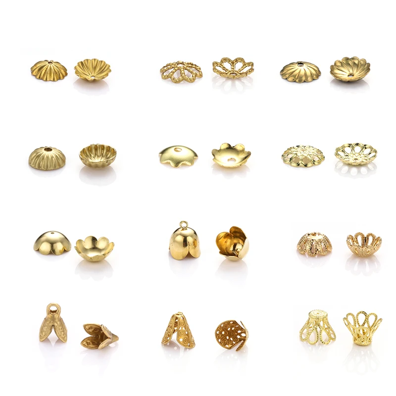 Wholesale Fancy Cone Brass Bead Caps DIY Filigree Bead Caps Flower Findings