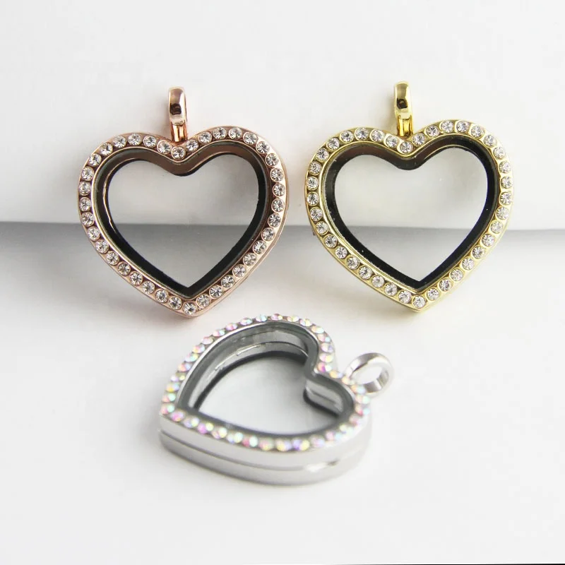Fashion 14k Gold Heart Locket Glass 