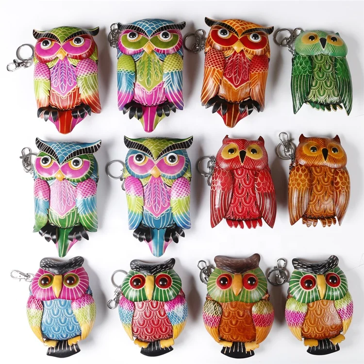 Лидер продаж, винтажный кошелек из воловьей кожи ручной работы с совами