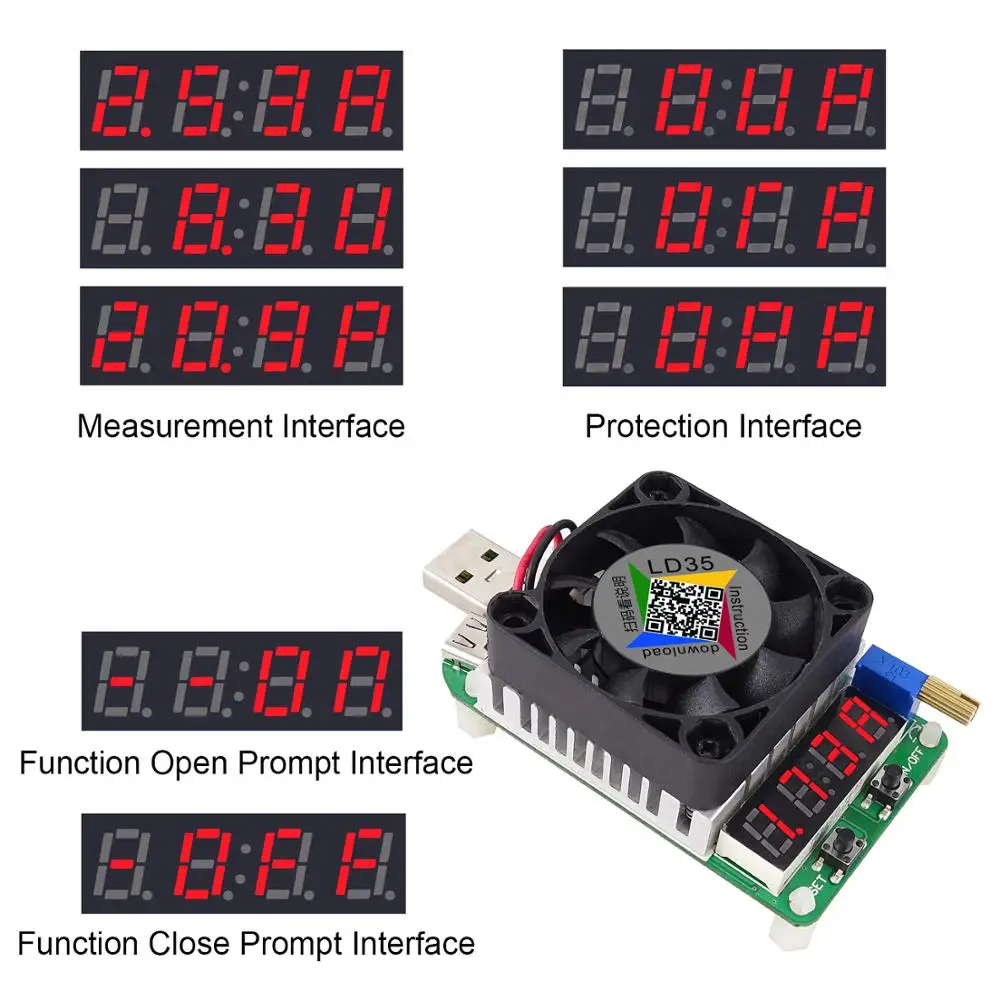 RD постоянный ток нагрузки LD35 резистор USB интерфейс тестер разряда батареи регулируемый ток 25 Вт интеллектуальная электронная нагрузка