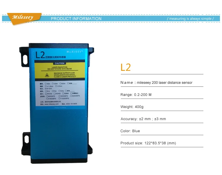 Mileseey L2a Optical Laser Length Measure Sensors Laser Distance