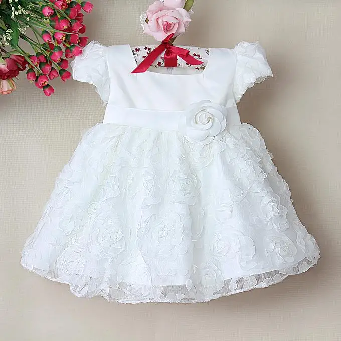 Вечерные белые детские платья свадьбаные с объемнами цветами платья для девочки и принцесс