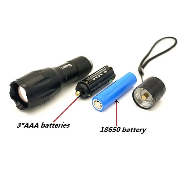 cree xml-t6 800lm led flashlight with rechargeable batteries 2-pack Xml T6 rated aluminum bodyperfect for tactical professionals High Quality Discount Zoomable Focus