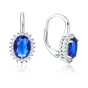 Poliva Wholesale Navy Blue Earrings 925 Topaz and Sterling Silver Zirconia Classic Style for Weddings Parties Gifts