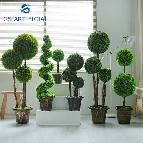 Mailnder Grasball im Topf Simulierter Grasball Groer Buchsbaum-Bonsai  Dekorative Grnpflanze Simulierte Pflanze Spiralfrmiger Kiefernbaum