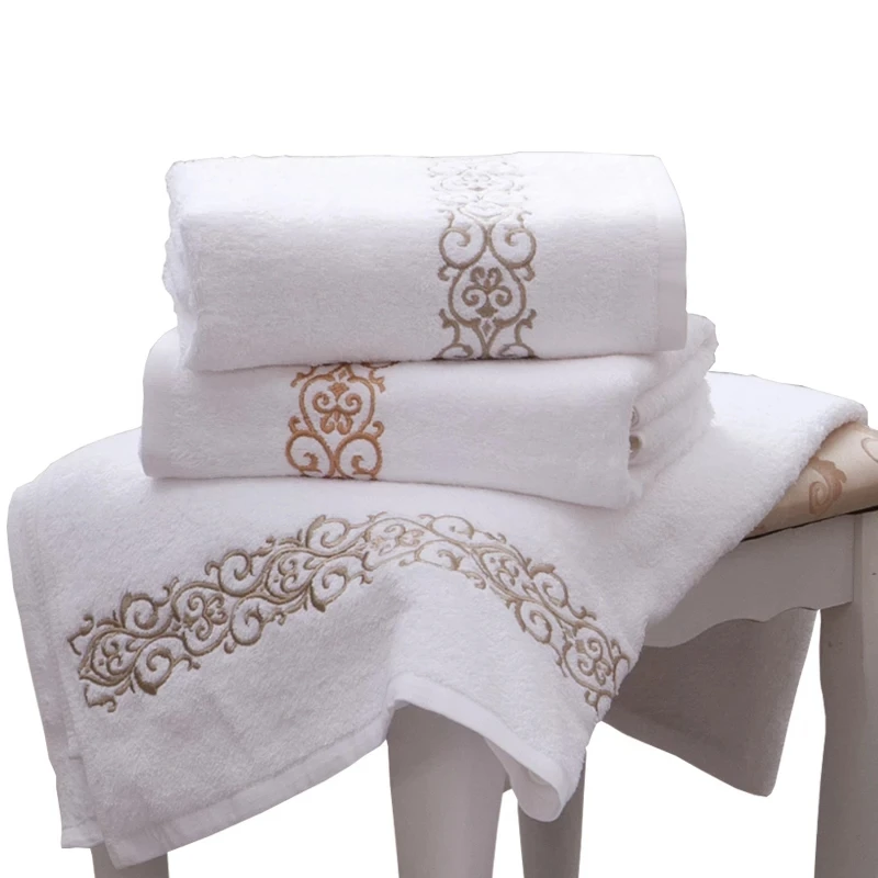 3-Pieces Embroidered Hotel Bath Towels