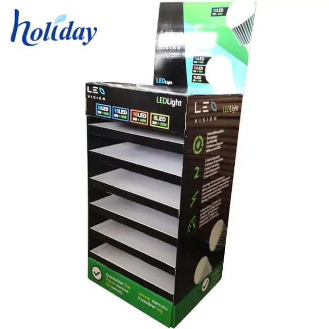 Corrugated Promotion Portable Cardboard LED Bulb Display Stand for Light Lamp