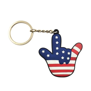Oem Odm Factory Wholesale Promotional Gift Flag Key Chains Rubber Keychain Hand Shaped Key Holder Custom Soft Pvc Key Ring