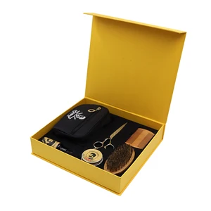 Custom Logo Men Beard Trimming Care Brush Comb Grooming Moisturizing Mustache Balm Oil Serum Set Skin Care Growth Kit