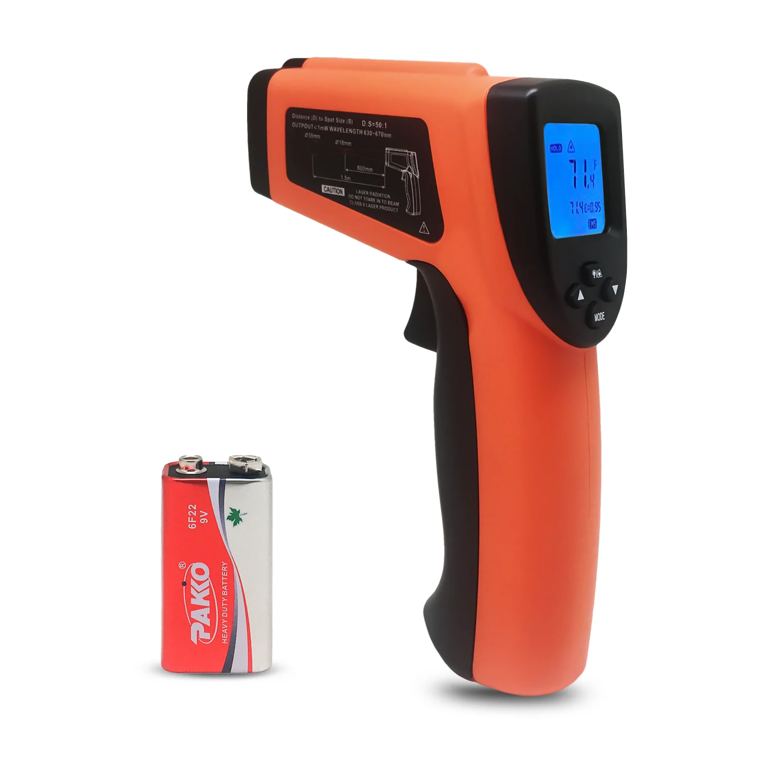 Infrared Temperature Gun Pyrometer 50:1 Industrial Laser