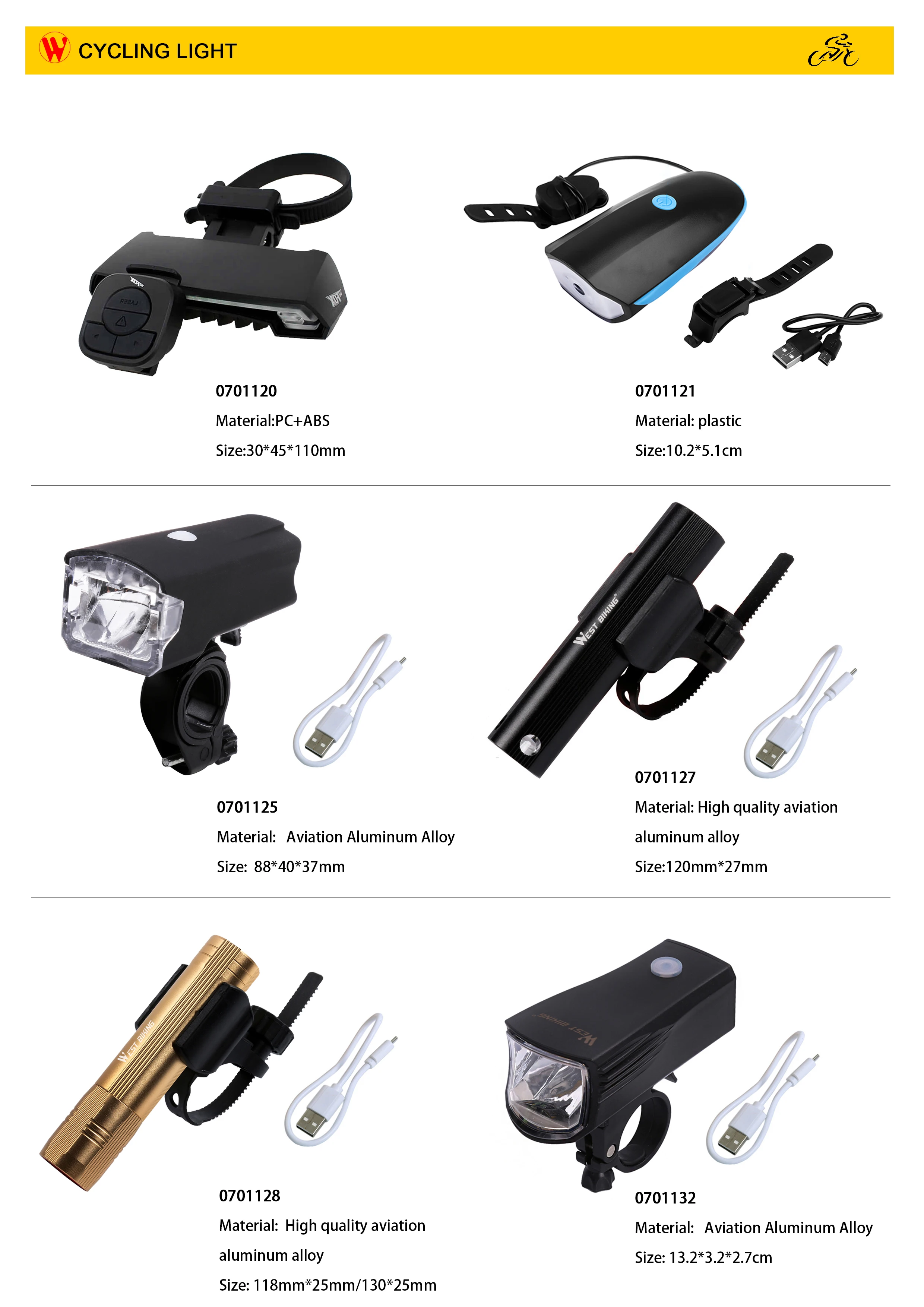 Eclairage Velo Avant Et Arriere Kit De Vélo LED, Lampe De Montagne