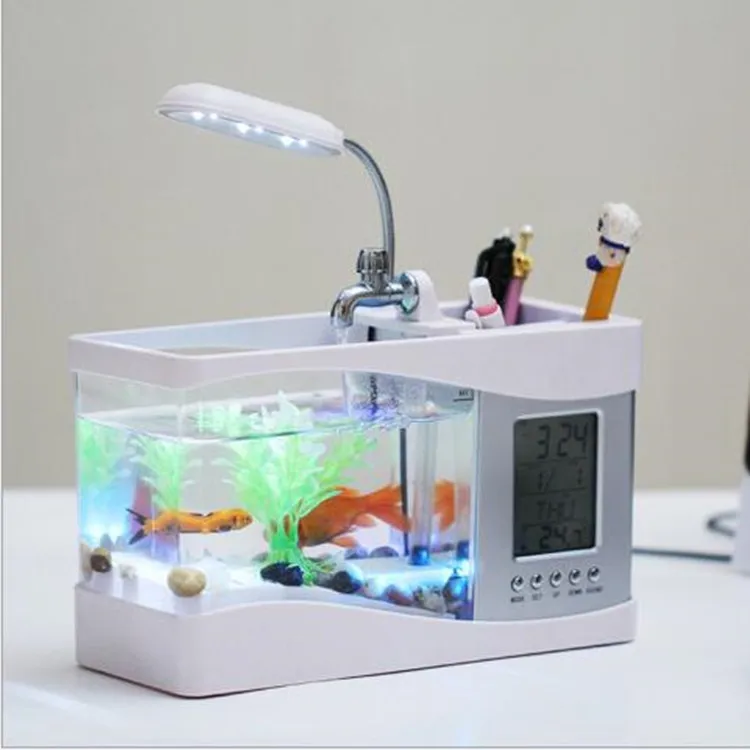 Mini Aquarium Aquarium Fisch Aquarium Tank LED Licht Teiler Filter Wasser –  die besten Artikel im Online-Shop Joom Geek