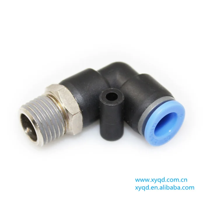 Fevas PL12-03 Pneumatic Air Quick Connector Nickel Plated Brass 12mm to 3/8 BSP Male Thread Push L Type Pipe Fitting 