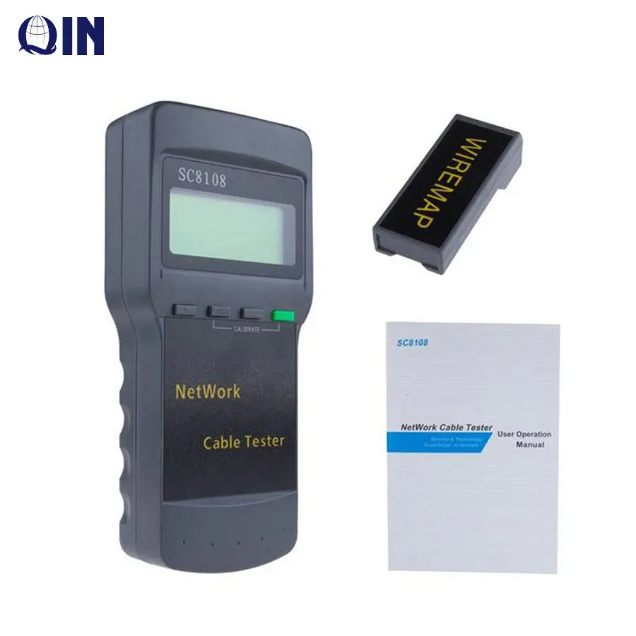 JIN Networking Accessory Portable Wireless Network Cable Tester SC8108 LCD Digital PC Data Network CAT5 RJ45 LAN Phone Cable Tester Meter Grey 