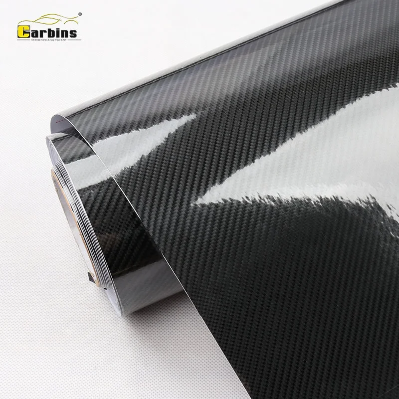 Carbins 1.52*18m Big Texture 6D Car Wrap Film Black Glossy Carbon Fiber ...