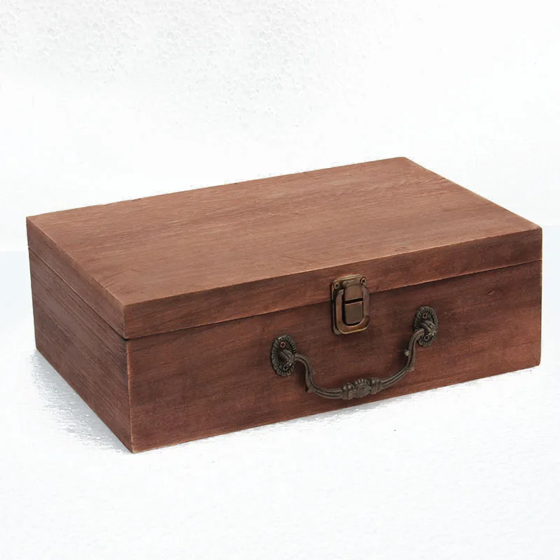 Wholesale Retro Decorative Wooden Storage Box Vintage Suitcase