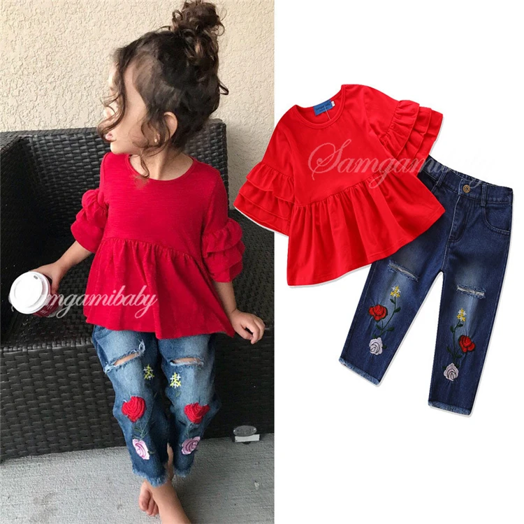 Whs22-conjunto De Ropa Para Niños Y Niñas,Pantalones Vaqueros + Tops  Blancos De Moda,2 Uds.,Para Verano - Buy Ropa De Verano Ropa De Las Chicas  Sin Ropa Niñas Ropa Conjunto Product on Alibaba.com