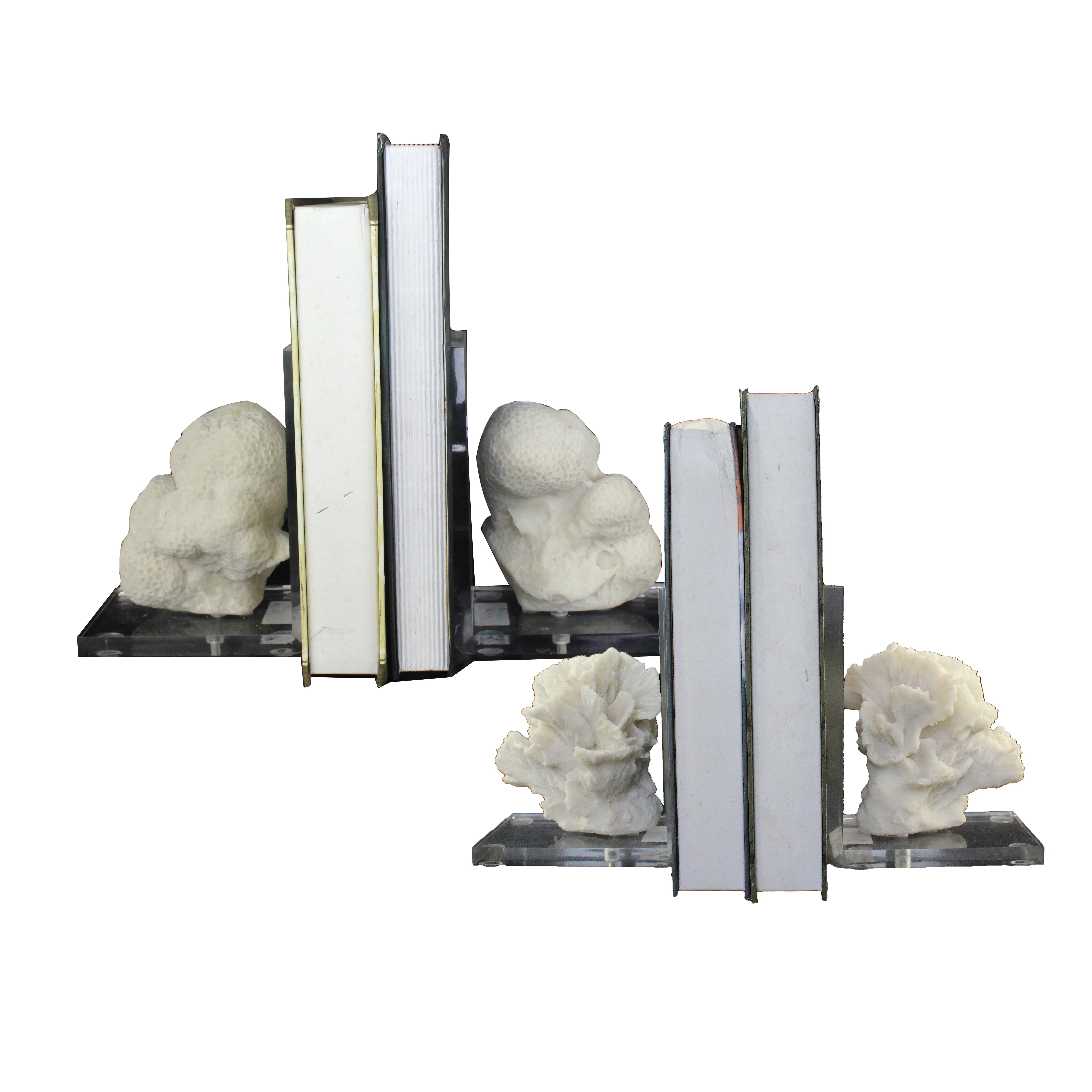 Modern Resin Acrylic Base Creative Coral Shaped Art Bookends Decorative