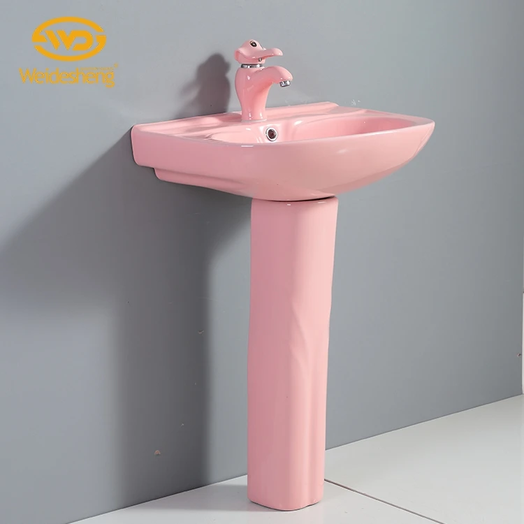 Excelent pink pedestal sink for sale Cute Design Glazed Glaze Colorful Child Pink Color Pedestal Wash Basin Buy Product On Alibaba Com