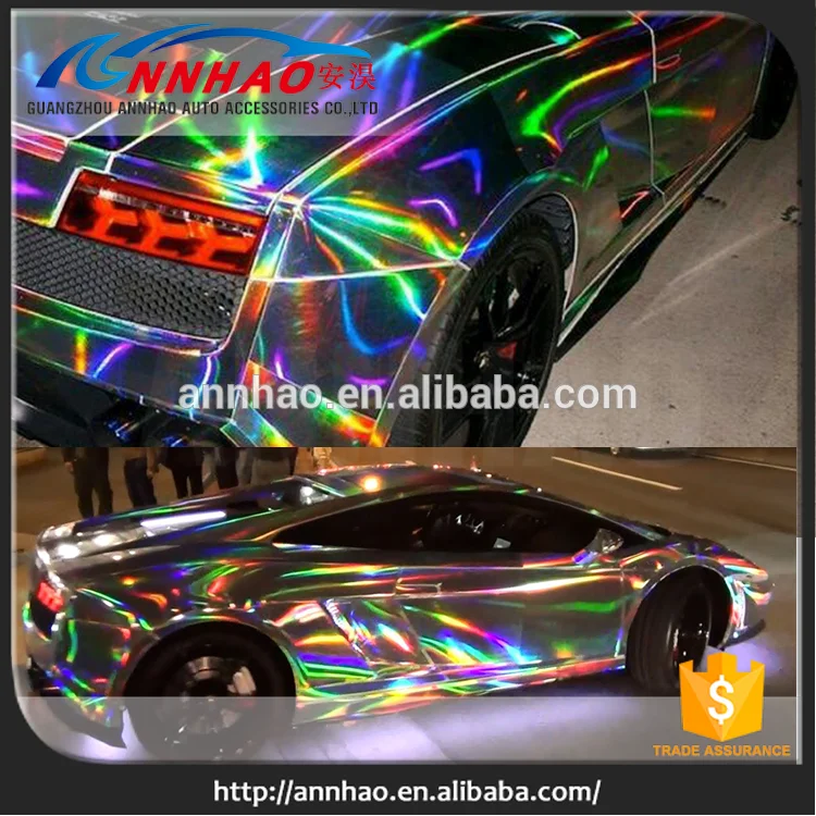 *20 M Bright Laser Changed Color Chrome Car Wrapping Film Vinyl Rainbow  Holographic - Buy Láser Cromo Película Del Abrigo Del Coche Product on  
