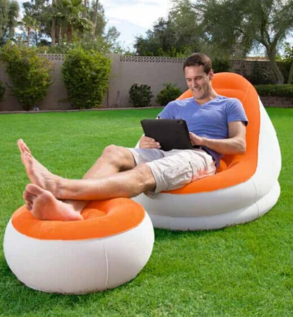 bestway inflatable chair and footstool