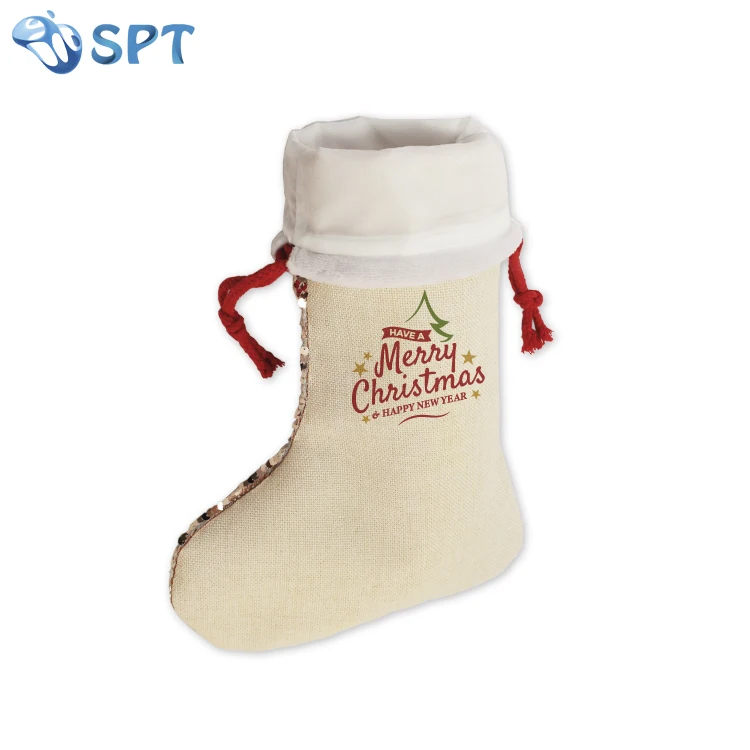 Сублимационный пустой персонализированный волшебный Рождественский чулок с блестками для украшения