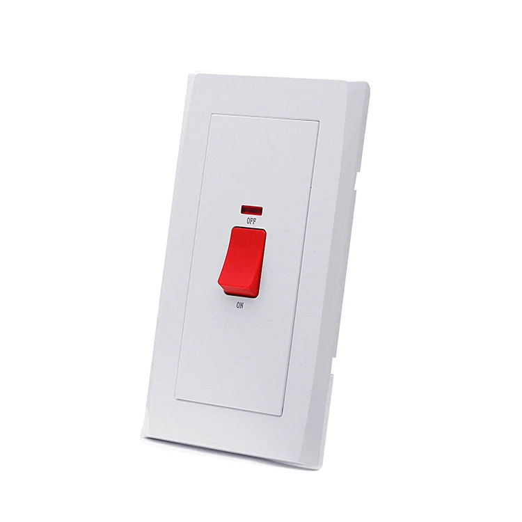 RTS UK Standard 45 a Switch With Neon LED Indicator Double Pole Power Cooker White High Quality Wall Switch