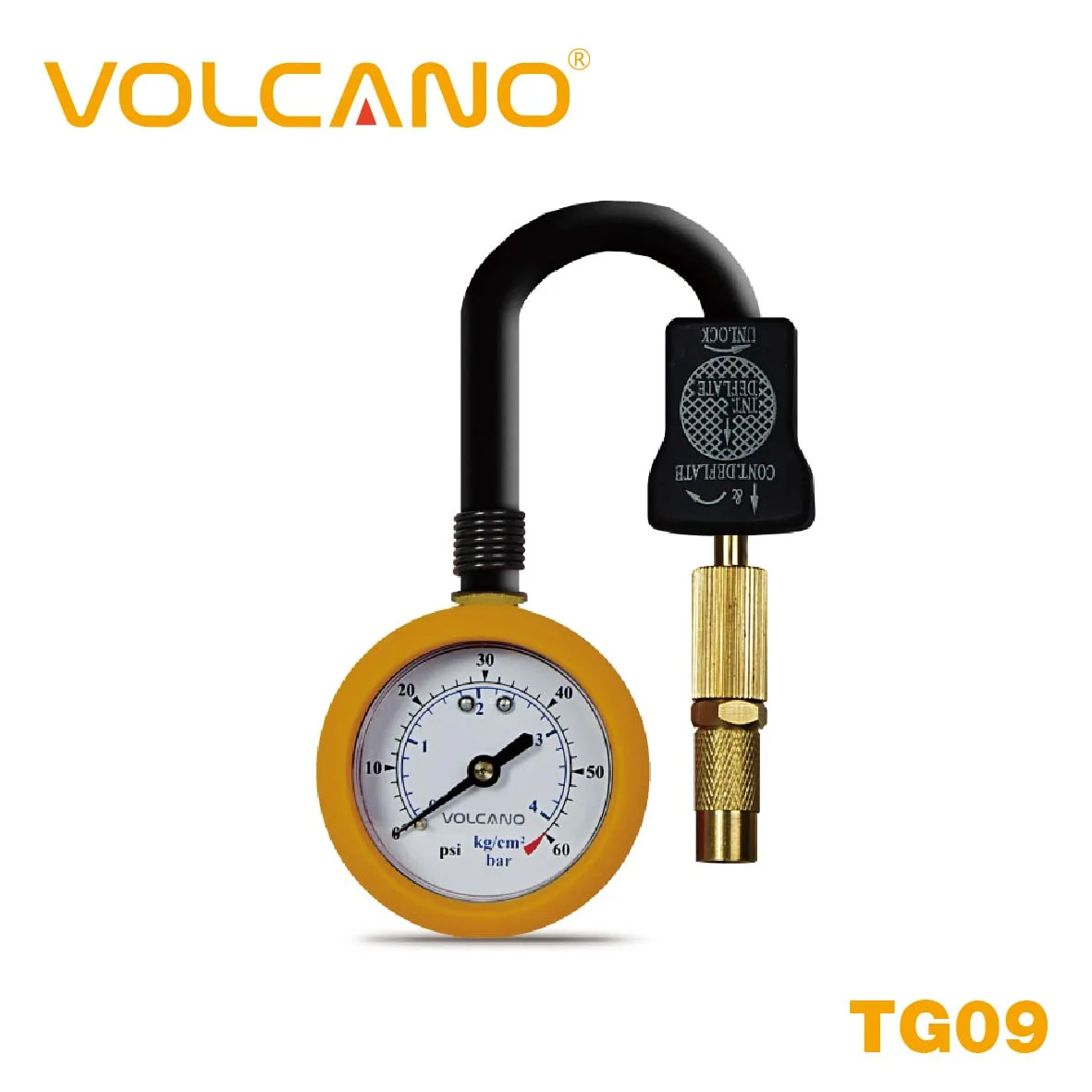 Volcano 2.0'' 060psi Tire Pressure Gauge With Deflator Tg09 Car Tyre