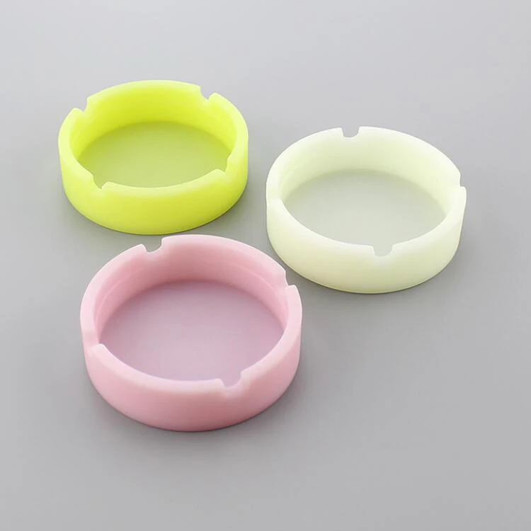 Factory Custom Printed Cheap  Glow in the Dark Silicone Round Ashtray