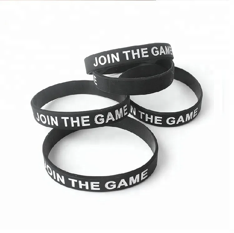 Wholesale Custom Single Color 3D Debossed Fashion Logo  Silicone Rubber Wrist Band for Sports