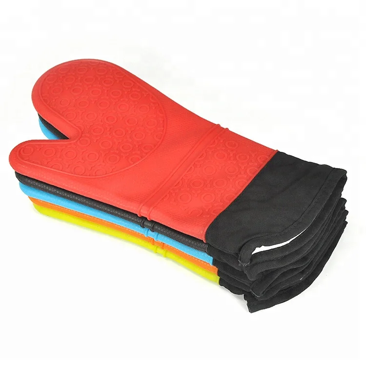 Heat Resistant Long Sleeve Silicone And Textured Oven Glove
