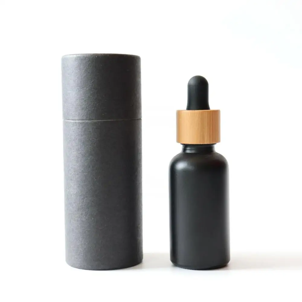 Download Cylinder 15ml 30ml Matte Black Frosted Glass Tincture Bottle With Bamboo Dropper Lid For Essential Oil With Black Tube View Essential Oil Bottle Sc Product Details From Hebei Shu Chen Packing Products