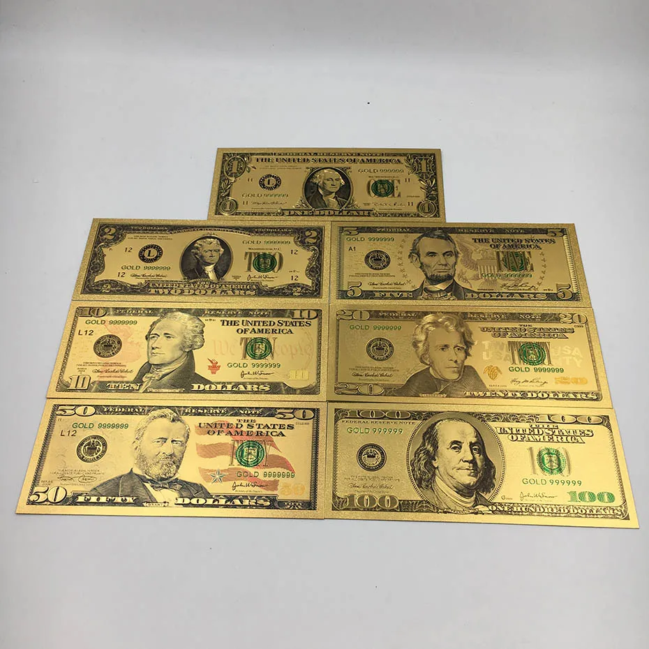 High Quality PET Material US Dollar 24K Gold Banknote Set for Collection