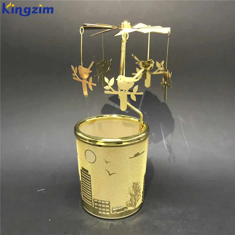 Wholesale Customized Spinning Rotating Maple Leaf Carousel Tealight Candle Holders for Wedding Gift