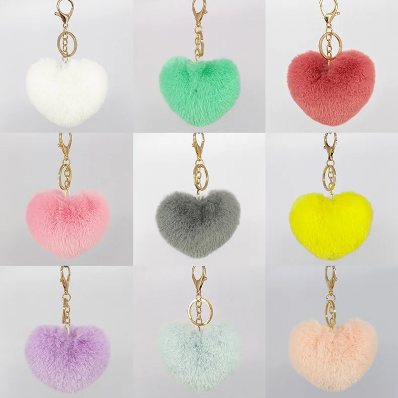 
Yongze пушистый персонализированный брелок с меховым помпоном в форме сердца 