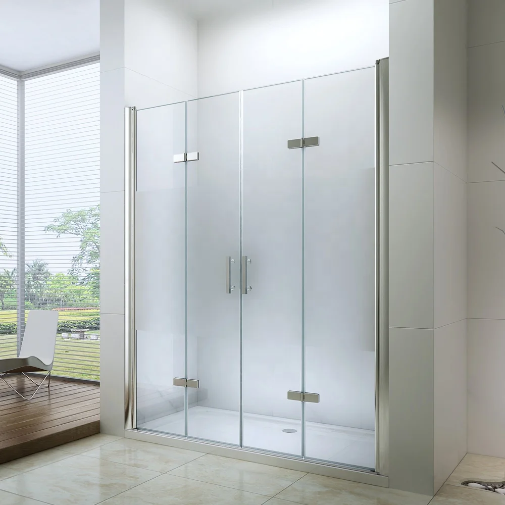 Exceed 2025 Retractable Double Open Accordion Glass Shower Door