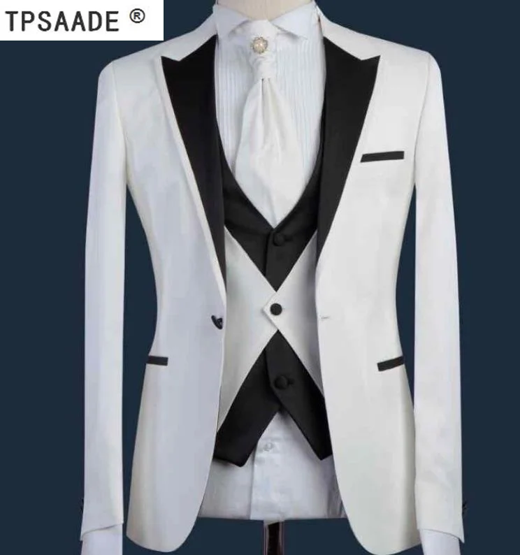 2019 Nuevo Diseño Blanco 3 Boda Vestido De Fiesta Trajes Para Hombres Wf957 - Trajes De Boda De Piezas Para Hombres,Trajes Boda Para Hombres 2019,Último Diseño De Traje