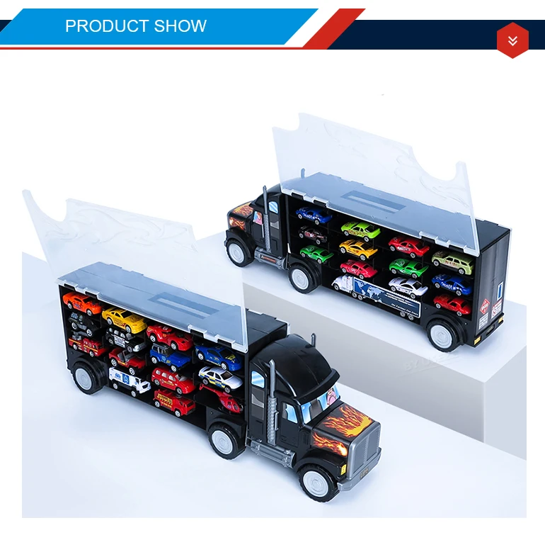 carrier vehicle toy container truck with 12 alloy cars and 1 container car