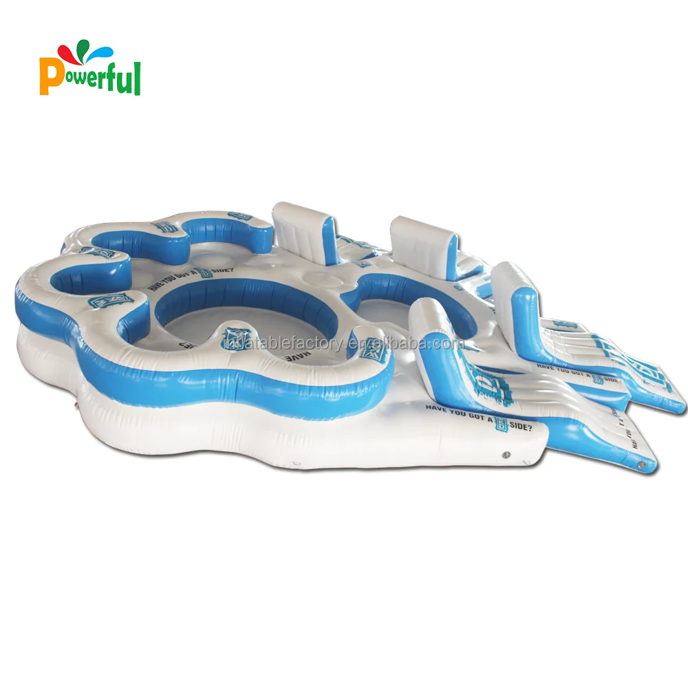 Multiplayer Water Inflatable Island Raft Tropical Tahiti Inflatable Floating Island for Sale