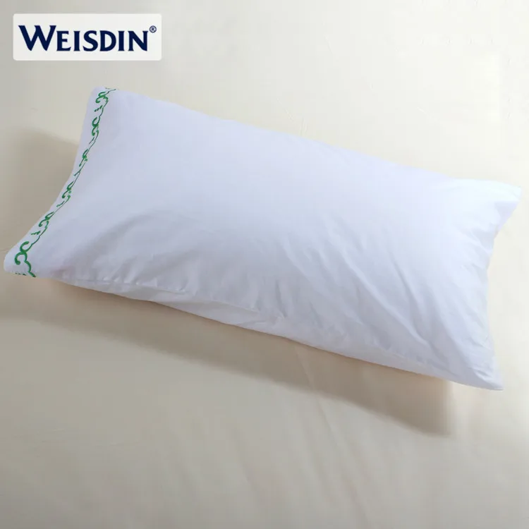 Китай поставщиков вышивка наволочка 300 нить ткань сатин белый отель custom