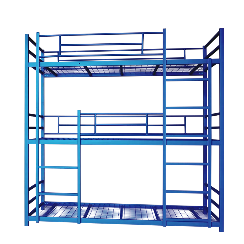 Cheap Price Metal Latest Bed Design 3 Bunk Bed Adult Steel Hostel Triple Bunk Bed Frame Loft  Bunk  for Hotels Kids Wholesale