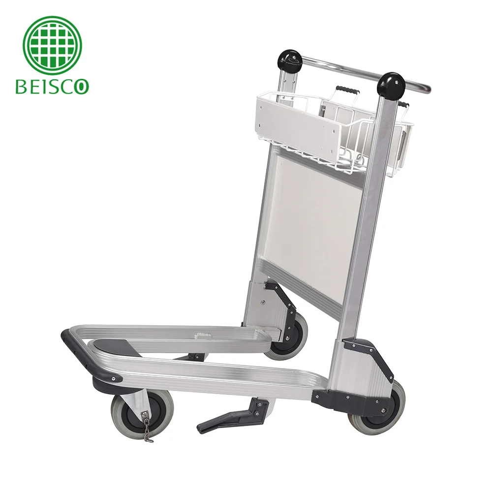 Lightweight Stainless Steel Trolley Handle Airport Luggage Trolley With Auto Brake