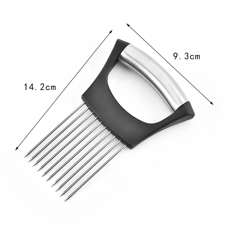 Smart Kitchen Gadgets Stainless Steel Kitchen Slicer Grip Handle Onion Cutter Fork Holder for Slicing