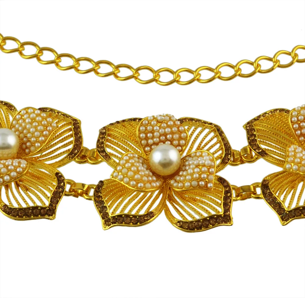 Crystal Flower Turquoise Gold Waist Chain Designs India Waist Chain Belly Chain Women Belt